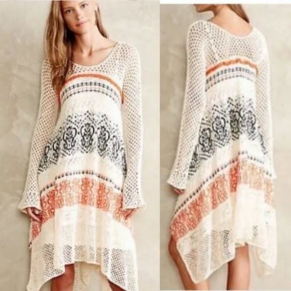 Anthropologie Dresses & Skirts - Anthropologie Sleeping On Snow Bohemian Risen Sun Crochet Sweater Dress